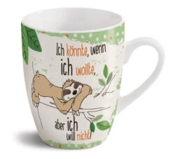 Nici 42640 Porzellantasse Faultier Chill Bill "Ich Könnte, Wenn Ich Wollte..."