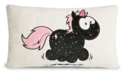 Nici 41428 Kissen Schwarzes Einhorn Carbon Flash Rechteckig 43x25cm Plüsch -Donau - Zwerge 57hFP5PNF43xtr6