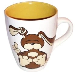 Nici 22037 Tasse Hase Puschel Braun Porzellan Spring Frühling Rabbit 11cm Ø8,5cm -Donau - Zwerge N22037 bearbeitet